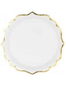 Pratos Brancos Recorte Dourado